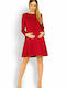 PeeKaBoo Winter Long Sleeve Maternity Mini Dress 1359C Red