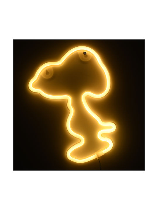 GloboStar Snoopy Lustră Decorativă Figura Neon Baterie Alb