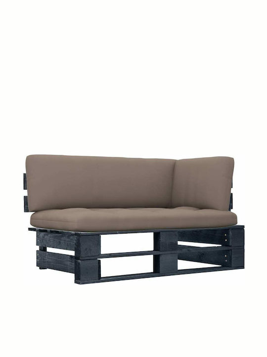 Outdoor Corner Sofa of Pallets with Brown Cushions 110x65x55cm