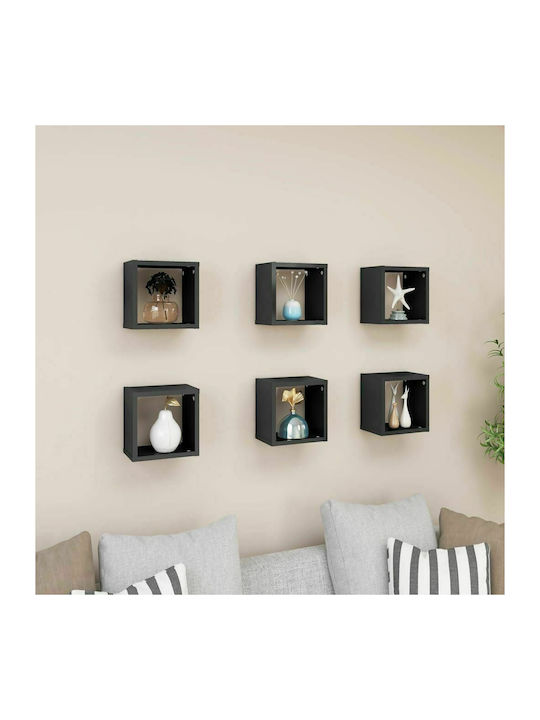 Shelves Wall Grey 6pcs 22x15x22cm