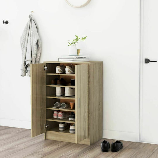 Ξύλινη Παπουτσοθήκη με 6 Ράφια Sonoma Δρυς Μ60xΠ35xΥ92cm