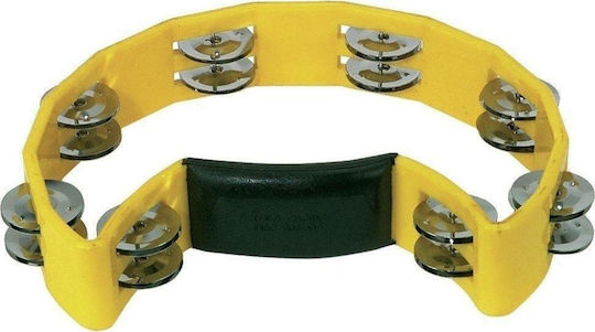 Gewa Jingle Wreath Half Moon Yellow Plastic Hand Tambourine with Double Row Jingles