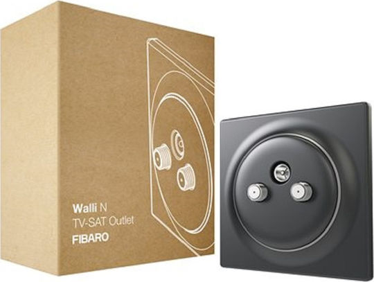 Fibaro Walli Контакт за телевизионна антена и сателит в Черен цвят FGWTFEU-021-8