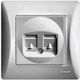 Lineme Διπλή Πρίζα Δικτύου και Τηλεφώνου RJ45/RJ11 με Πλαίσιο Τύπου Cat6 σε Ασημί Χρώμα 50-00120-5