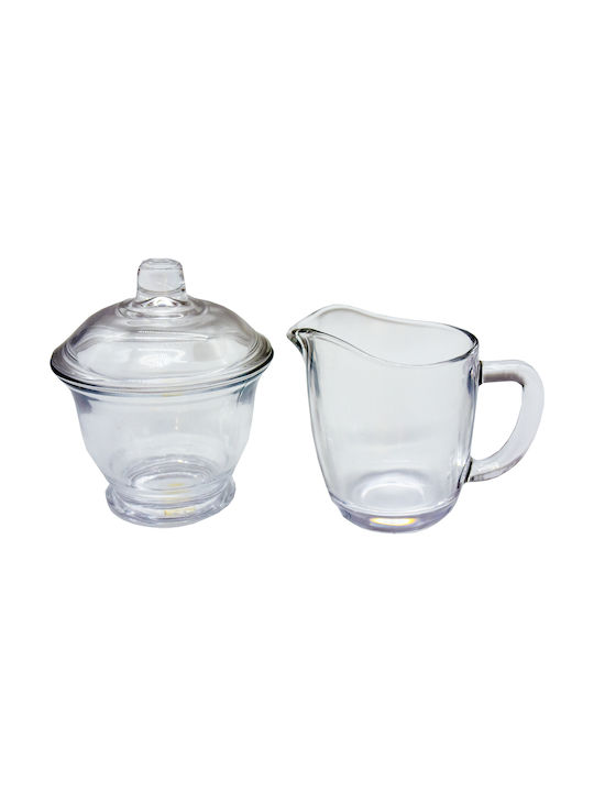 Set aus Milchkanne & Zuckerdose zum Servieren Glas in Transparent Farbe 2Stück