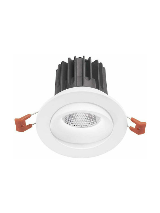 Gea Luce Aran Round Metallic Recessed Spot with Integrated LED and Warm White Light White 15.5x15.5cm. 1pcs