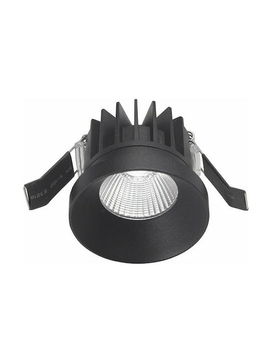 Gea Luce Danae Rund Metallisch Einbau Spot mit integriertem LED und Warmweißes Licht Schwarz 7x7cm. 1Stück