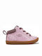 Kids Leather Boots with Lace Pink