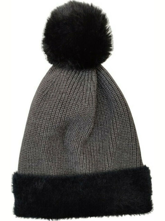 Verde Γυναικείος Pom Pom Beanie Σκούφος σε Μαύρο χρώμα