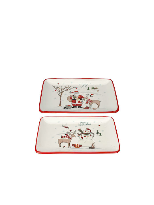 Zaros Christmas Platter Ceramic L25xW17.5xH2.5cm 1pcs (Μiscellaneous Designs)