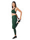 Glow Active 17-21007 Schulung Frauen Gekürzt Leggings Glänzend & Hochgeschnitten Dark Green