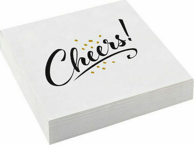 Party Napkins Cheers Golden Wishes White 20pcs