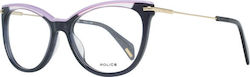 Police Eyeglass Frame Cat Eye Blue VPL505E 06NA