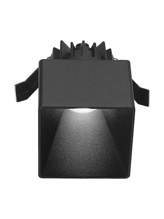 Gea Luce Faye Square Metallic Recessed Spot with Integrated LED and Warm White Light Black 7x7cm. 1pcs