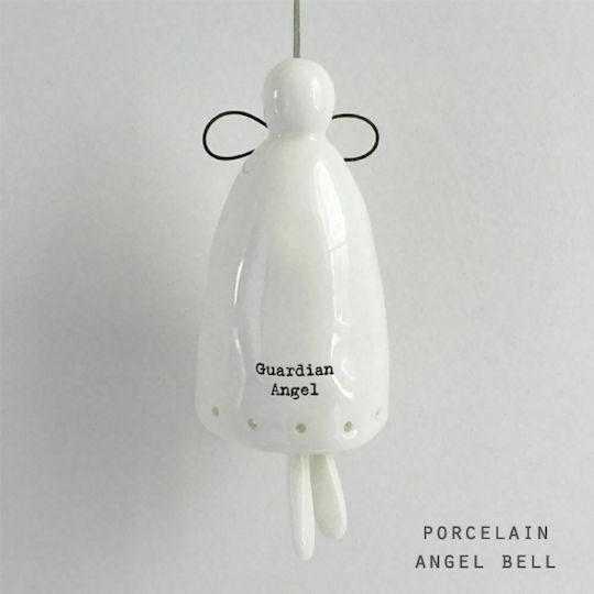 Synchronia Christmas Ceramic Figure Bell White Bell White Height 10.5cm Guardian Angel