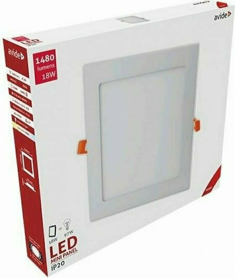 Avide ACRPWW-S-18W-ALU Vertieft LED-Panel 18W 22x22cm Avide ACRPWW-S-18W-ALU Vertieft LED-Panel 18W 22x22cm