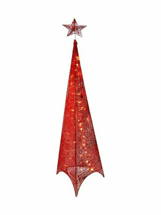 Christmas Decorative Illuminated Metal Tree Pyramid 240cm Red