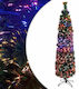 Christmas Slim Green Tree with Metallic Base and Optical Fibers Lighting H150cm