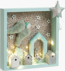 Parisis Illuminated Christmas Wooden Figure Sign Light Blue 35x35x7cm 3pcs