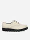 Leder Damen Derby in Beige Farbe