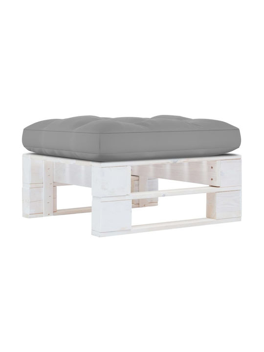 Wooden Stool Outdoor with Cushion Λευκό / Γκρι 1pcs 60x60x25cm