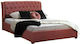 Odalys Κρεβάτι Διπλό Επενδυμένο με Ύφασμα Σάπιο Μήλο με Τάβλες για Στρώμα 150x200cm