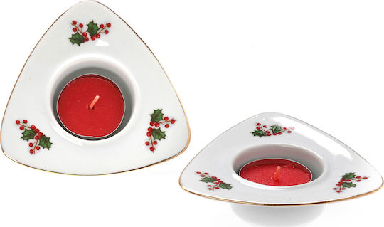 Cryspo Trio Crăciun Ceramic Suport pentru lumânare Alb