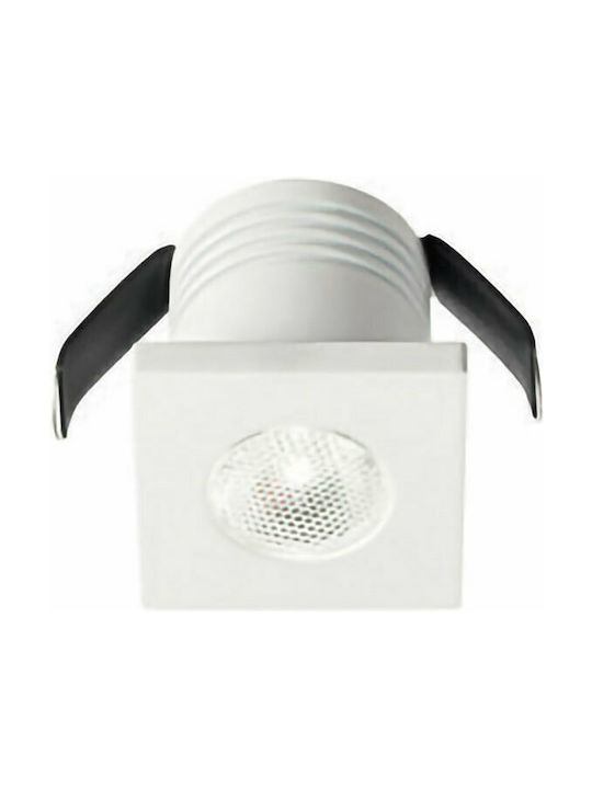 Gea Luce Glam Square Metallic Recessed Spot with Integrated LED and Natural White Light White 3.2x3.2cm. 1pcs