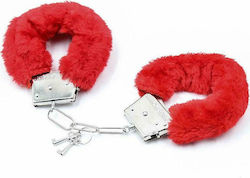 IntoYou Furry Metal Hand Cuffs Handcuffs Red