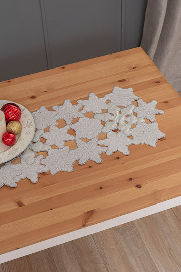 Palamaiki Christmas Tablecloth Runner Fabric Gray L160xW40cm.