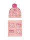 Guess Kids Beanie Set with Scarf Knitted Pink