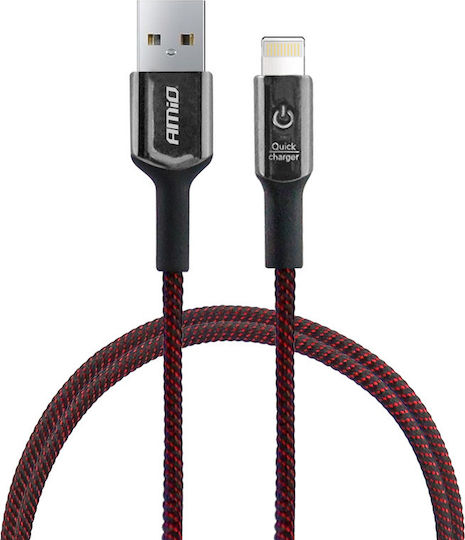 AMiO UC-10 Плетена USB-A към Lightning кабел Червен 1м (02527)