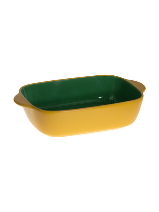 Viosarp Rectangular Vas de Gătit Rezistent la Căldură Ceramică 22x13x5cm 1buc Yellow-Green