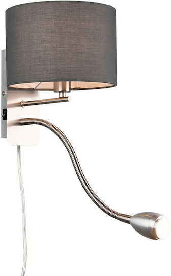 Trio Lighting Hotel Modern Lamp Wall with Socket E14 and Switch Gray 20x23.5cm