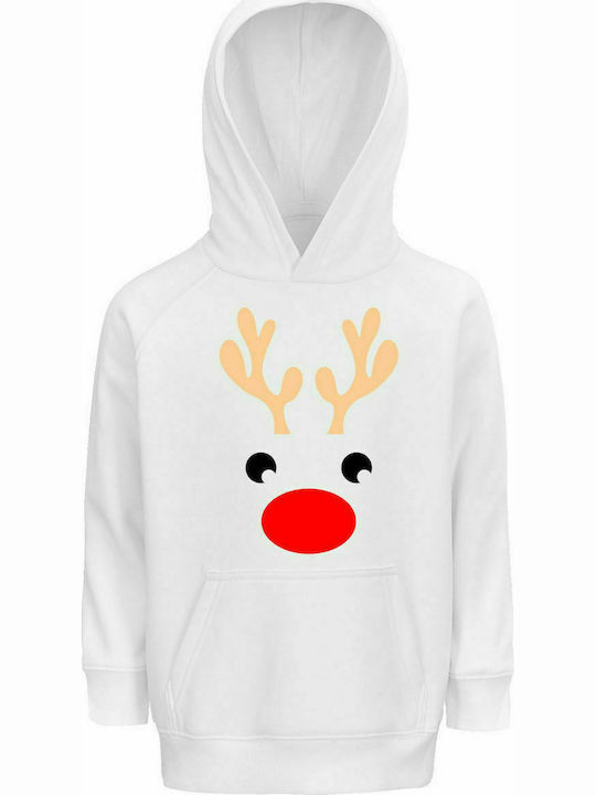 Παιδικό Φούτερ, Organic " Rudolph The Red Nosed Reindeer, Christmas ", White
