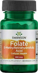 Swanson Folate 5-Methyltetrahydrofolic Acid 800mcg 30 Vegetable Capsules Swanson Folate 5-Methyltetrahydrofolic Acid 800mcg 30 Vegetable Capsules