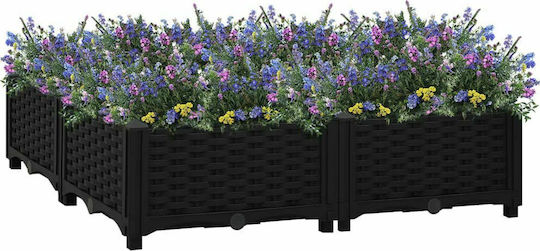 vidaXL Ζαρντινιέρα Πλαστική Μαύρη 80x80x23εκ.