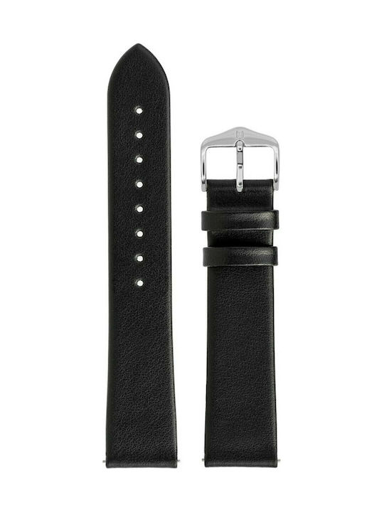 Hirsch Toronto Long Δερμάτινο Λουράκι Μαύρο 22mm