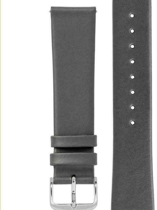 Hirsch Toronto Long Δερμάτινο Λουράκι Γκρι 22mm