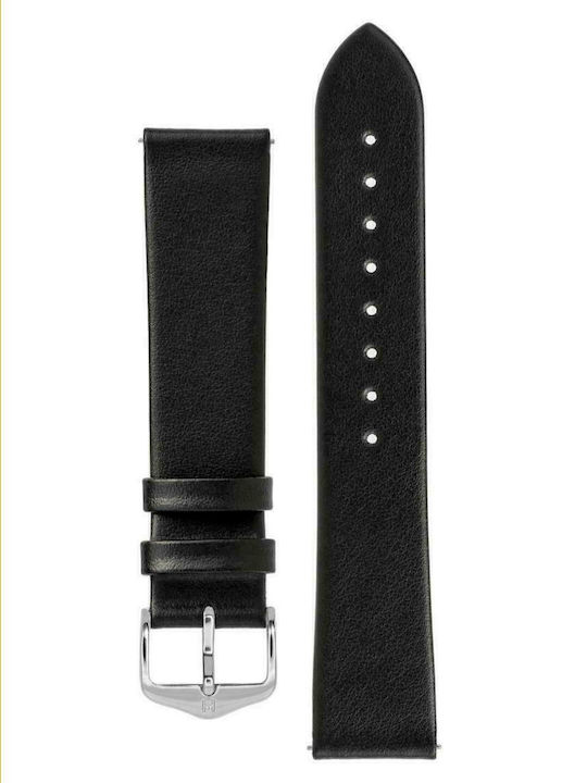 Hirsch Toronto Long Δερμάτινο Λουράκι Μαύρο 18mm