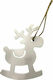 93-2711 Hanging Reindeer Ornament Wooden White 7cm