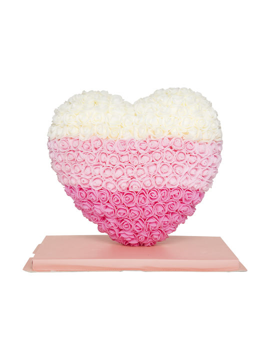 Heart of Artificial Roses Heart Pink 30cm