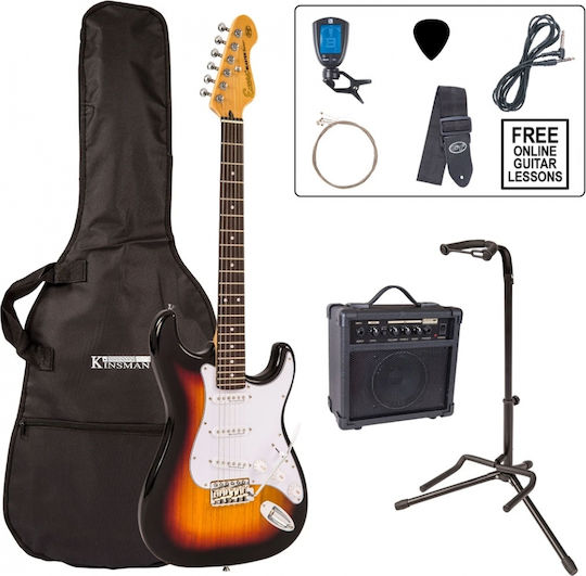 Encore E6 Pack Комплект Електрическа Китара Stratocaster с SSS Конфигурация на Пикапите Sunburst с Калъф