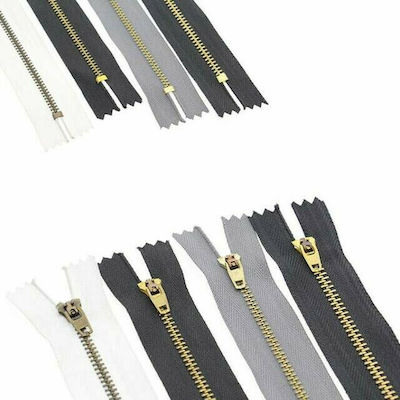 Metal zipper for jeans WHITE 18cm Silver