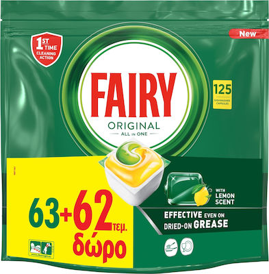 Fairy Original All in One 125 Κάψουλες Πλυντηρίου Πιάτων με Άρωμα Λεμόνι