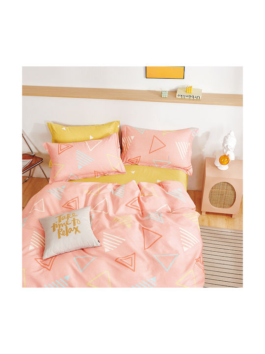 Melinen Geo Kids Duvet Cover Single Cotton Satin Orange 170x250cm