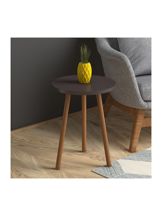 Round Side Coffee Table Roma Wooden Brown W33.5...
