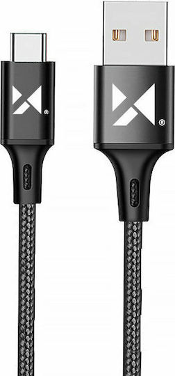 Wozinsky Braided USB 2.0 Cable USB-C male - USB-A Μαύρο 2m WUC-C2B