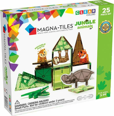 Magna-Tiles Joc de construcție magnetic Clear Colors Jungle pentru copii de 3++ ani