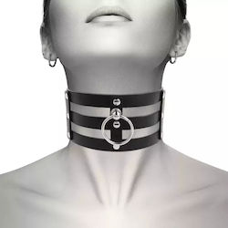 Coquette Hand Crafted Choker Яка Фетиш от веган кожа с пръстен Black